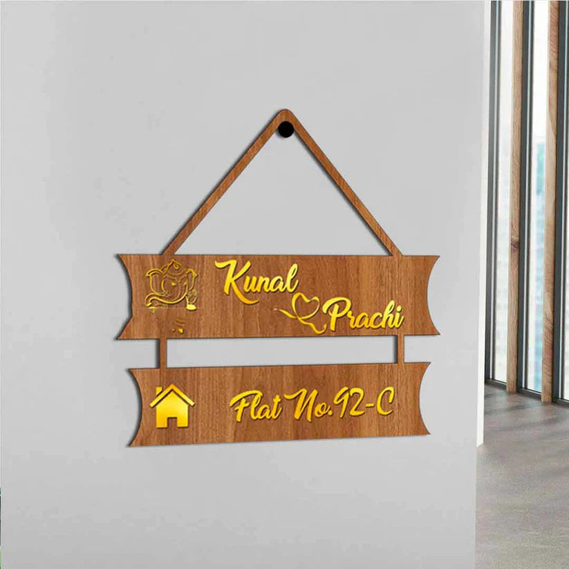 Customized LED Wooden Home Name Plate