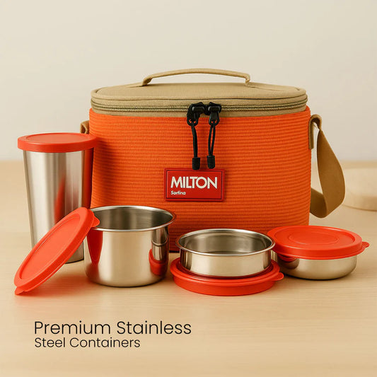 Milton Stainless Steel Lunch Box with 4 Containers & Bag