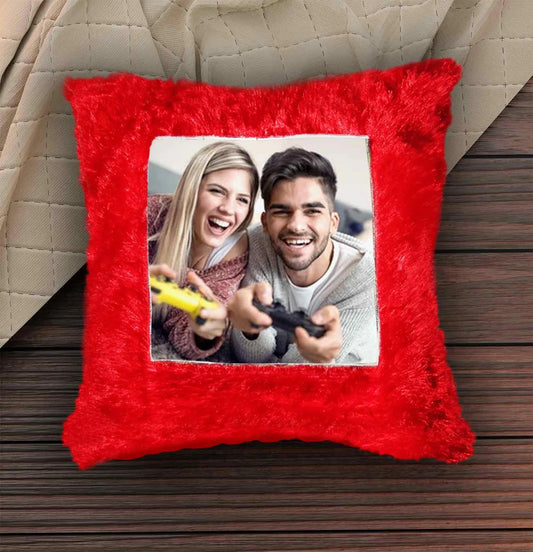 Personalized Square Fur Photo Cushion