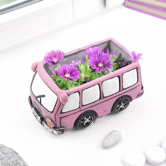 Pink Bus Shaped Flower Pot