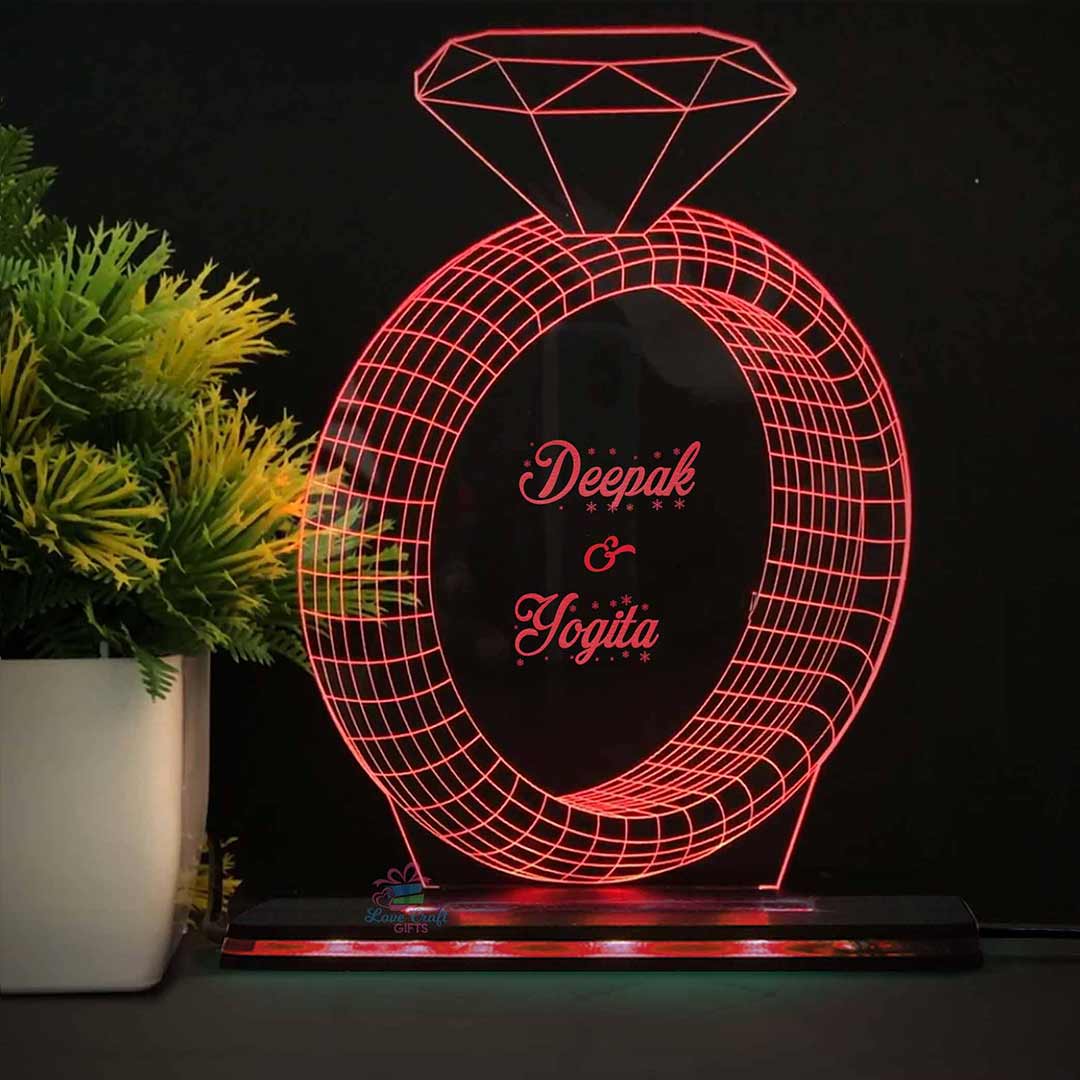 3d Acrylic Names In Ring LED Lamp