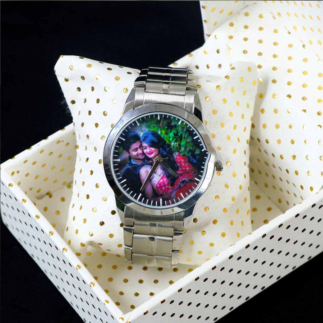 Silver Customized Wrist Watch For Him