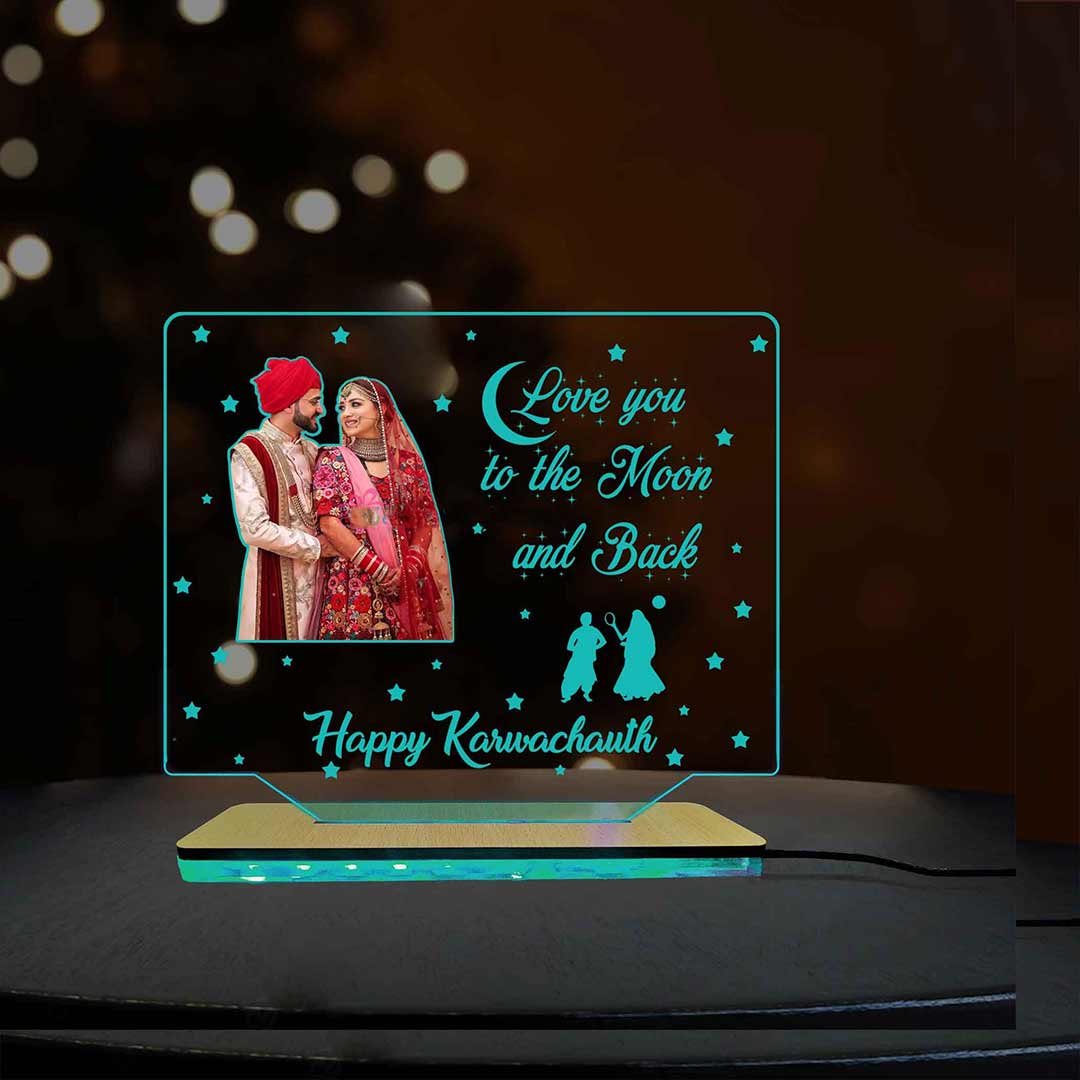 3D Acrylic Multi-Led Table Lamp For Karwa Chauth