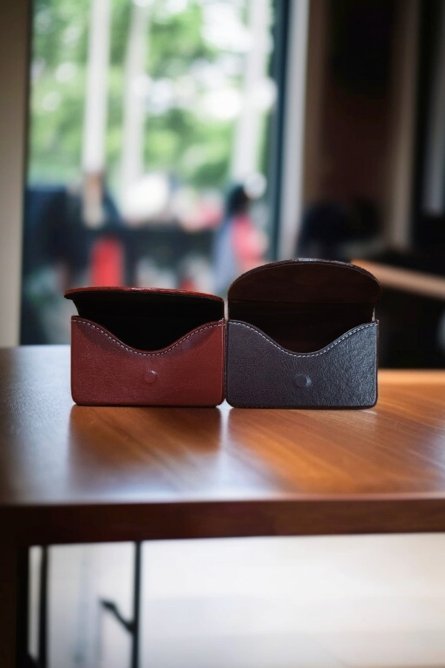 Leather look card holder .