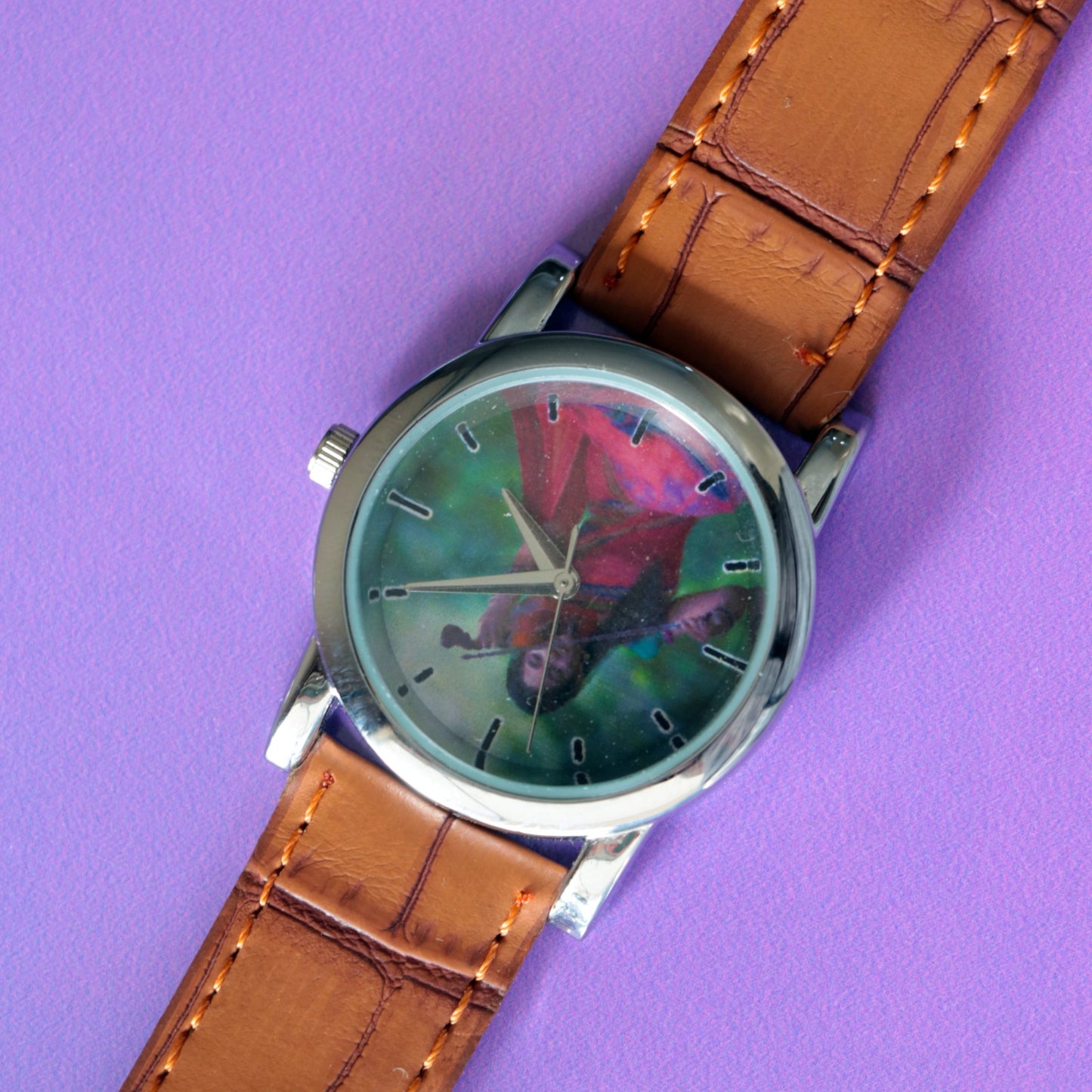 Customized Brown Leather Wrist Watch