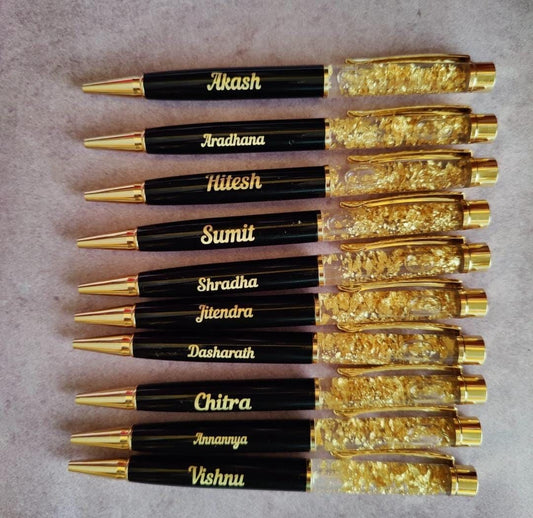 Personalised Flake Pen - Golden and Black