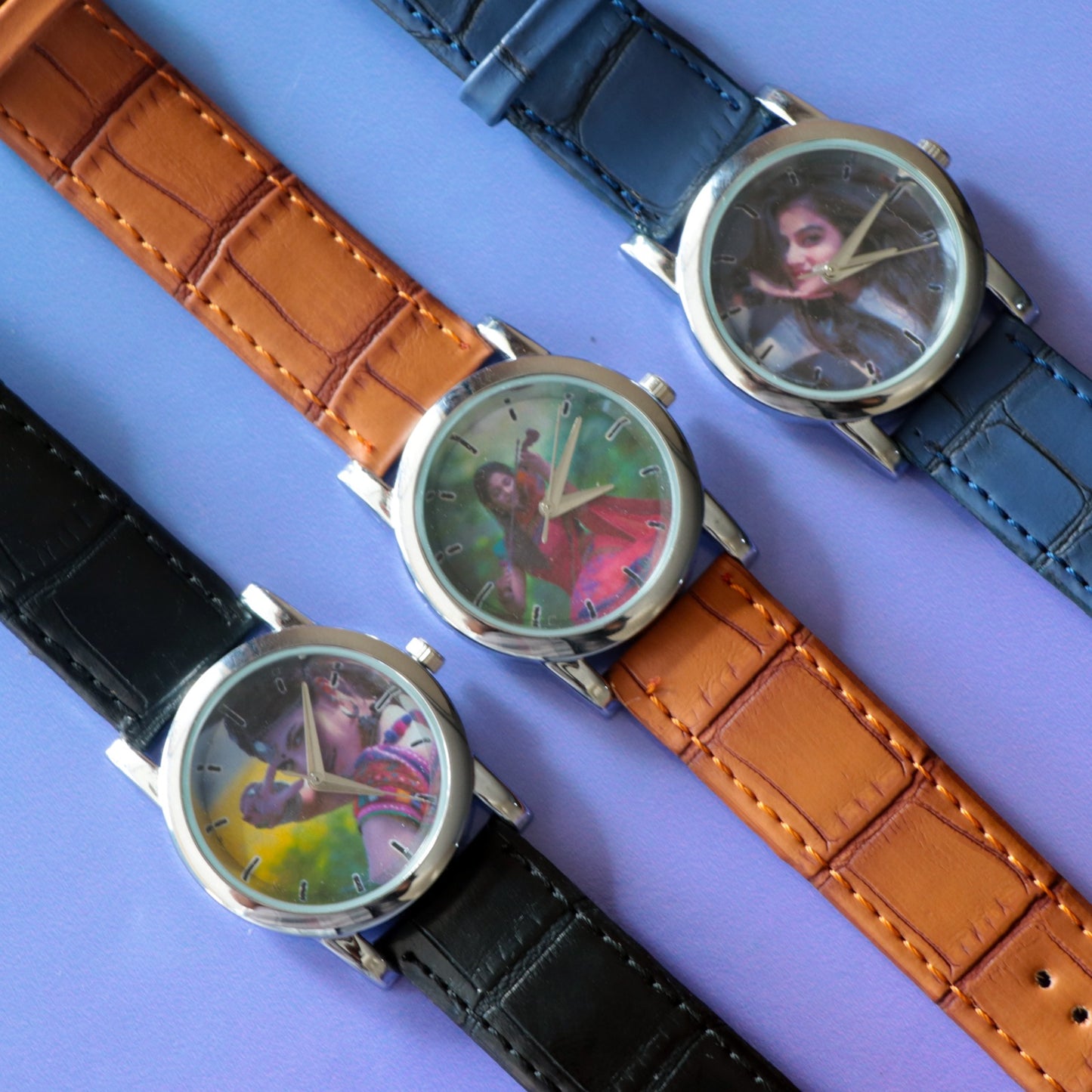 Customized Brown Leather Wrist Watch
