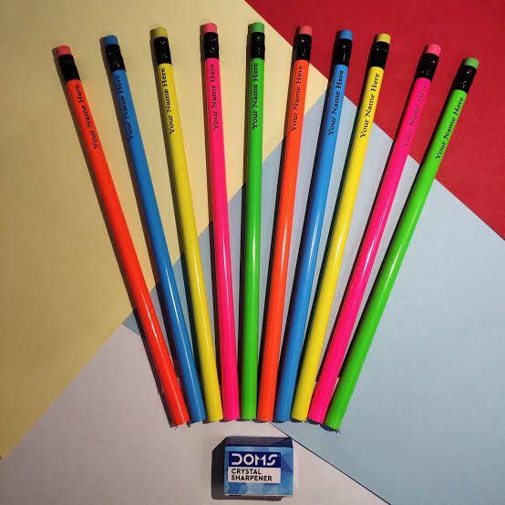 Personalised DOMS Neon Eraser Tipped Pencil with Name