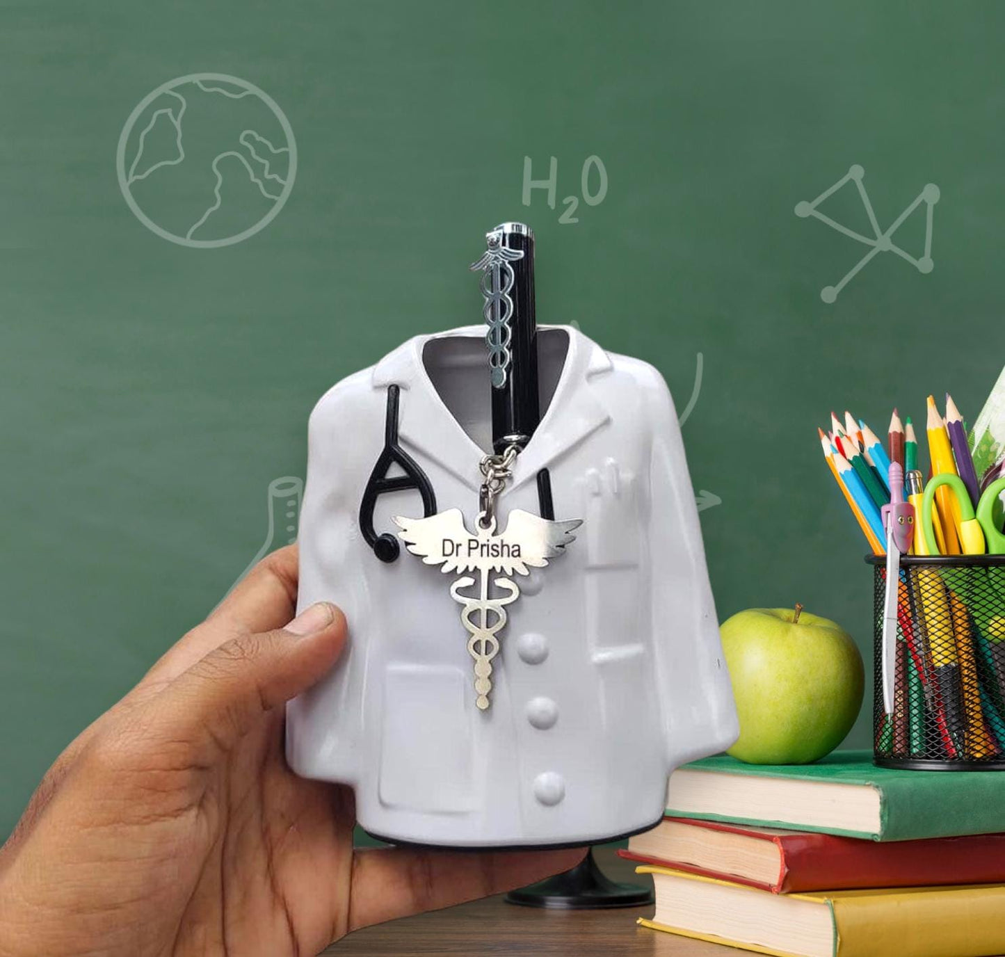 Personlized Doctor pen stand,doctor pen and keychain combo .