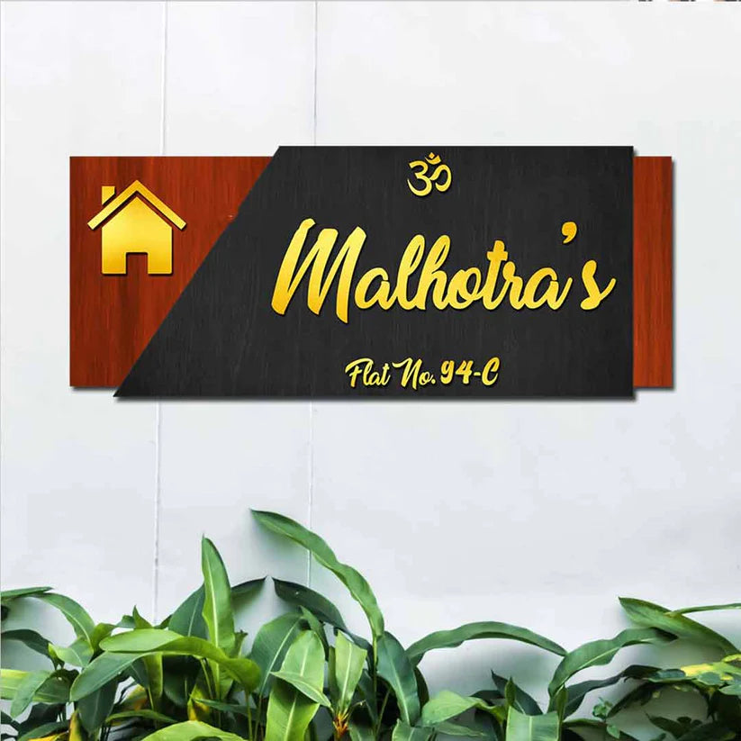 Customized LED Wooden Home Name Plate