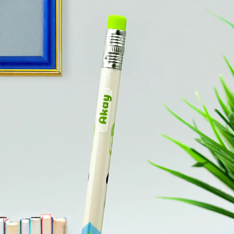 Personalized 12-Piece Pencil Set with Mini Erasers-Cute Panda Design