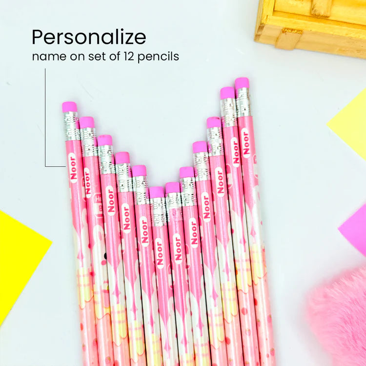 Personalized 12-Piece Pencil Set with Mini Erasers-Cute Panda Design