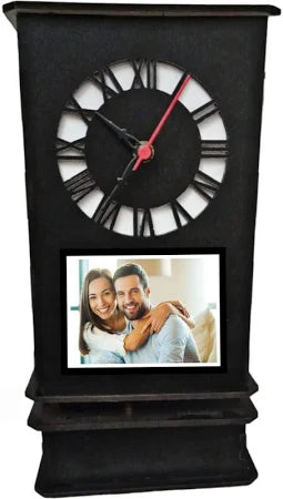 Photo Print Rotating Lamp With Clock 12 Photo Attached Night Lamp 5x11 inch
