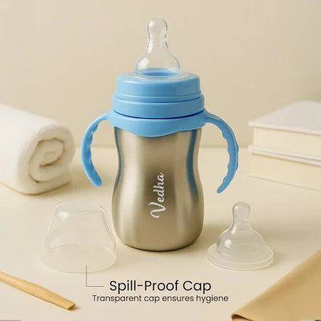 Stainless Steel Baby Sipper Bottle for Infant With Name (290 ml)
