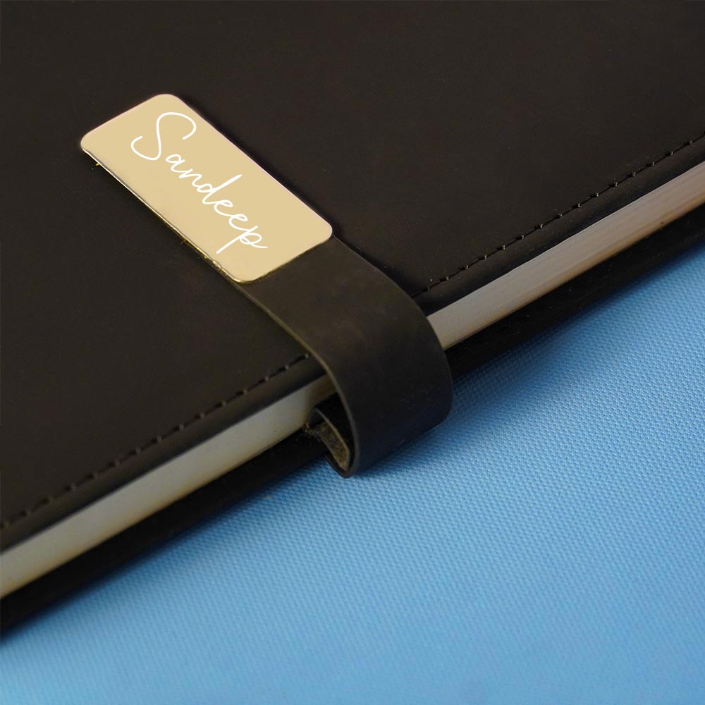 Personalized Black Diary With Flip Strap Closure
