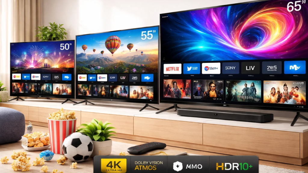 आज की नई अपडेट: 50, 55, 65 इंच स्मार्ट टीवी लॉन्च, सस्ते दाम में प्रीमियम फीचर्स! 50-55-65-inch-smart-tv